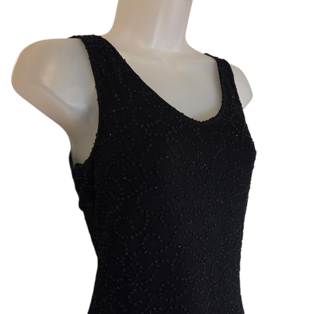 Vintage Cache Sequin Beaded Cocktail Black Dress Women's Small Y2k 90s - Picture 4 of 8